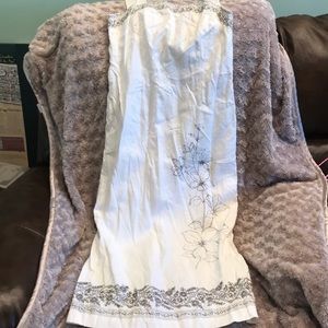 Ann Taylor Floral detail Linen White Dress SZ 2p